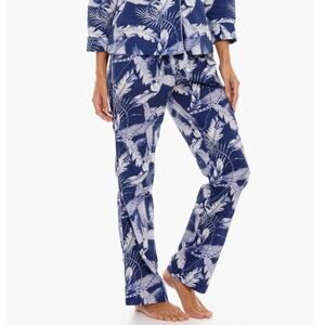 The Lazy Poet Women's Emma Blue Plume Cotton Pajamas Pants Size XXL